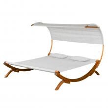 Leisure Season Wood Patio Sunbed With Canopy