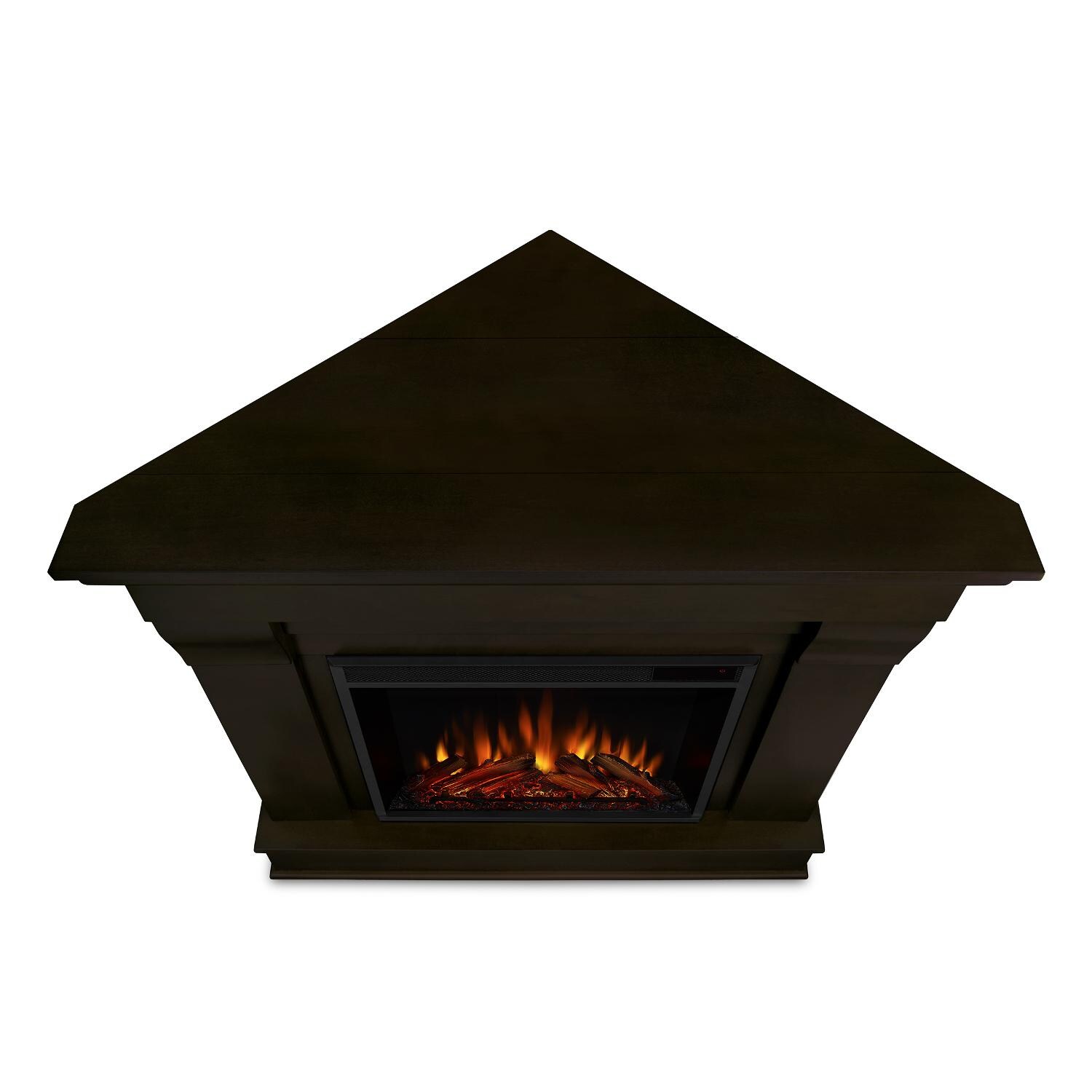 Real Flame - 5950E-DW - Chateau 40-Inch Corner Electric Fireplace With Mantel - Dark Walnut - Top View thumbnail
