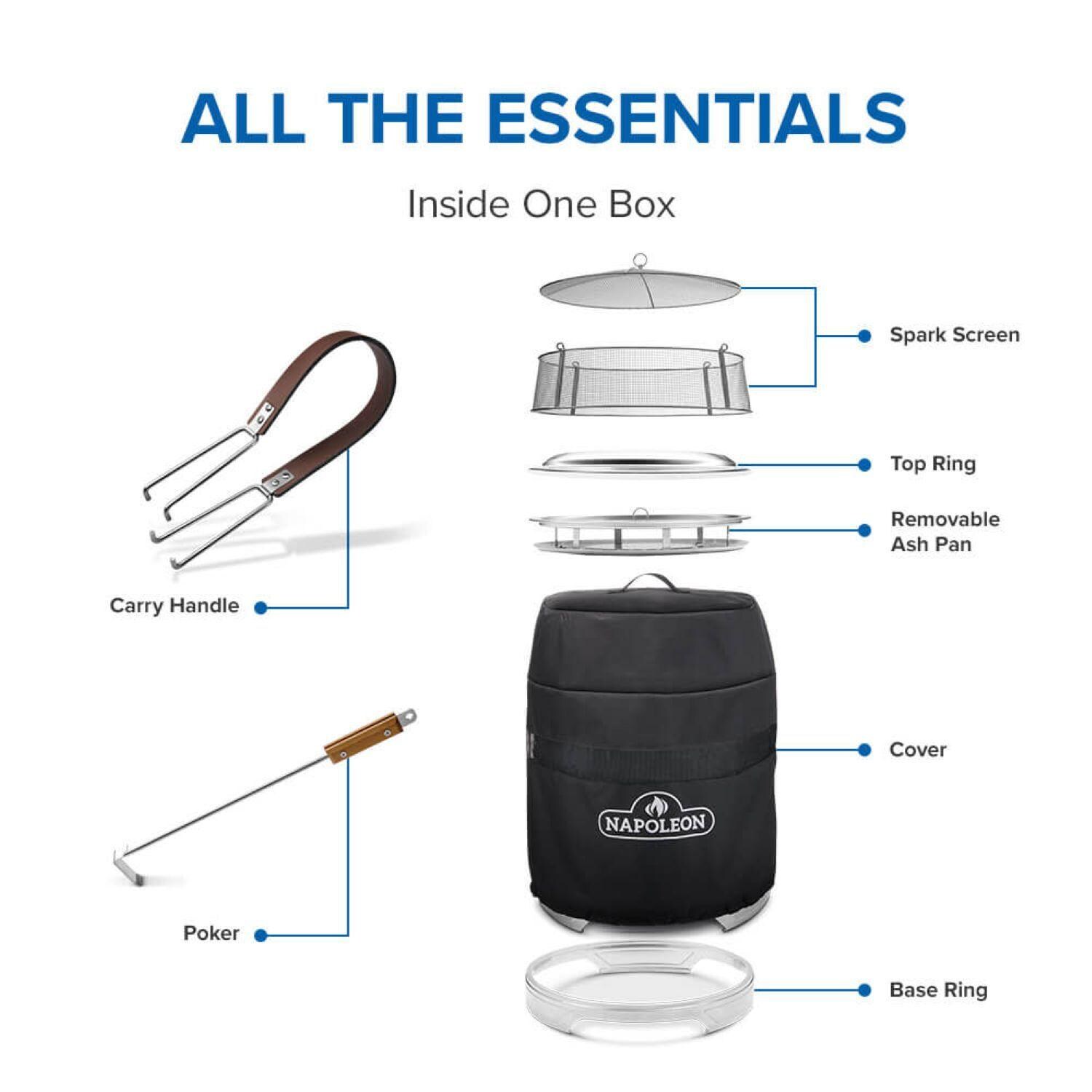 Napoleon NWFPMTI-SS Timberwolf 18-in Smokeless Round Fire Pit in Stainless Steel - Essentials Included - Detail thumbnail