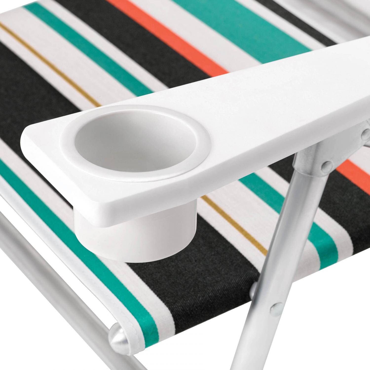 Original Mini-Sun Folding Aluminum Beach Chair With Cupholders By Telescope  Casual - Classic Stripe : BBQGuys