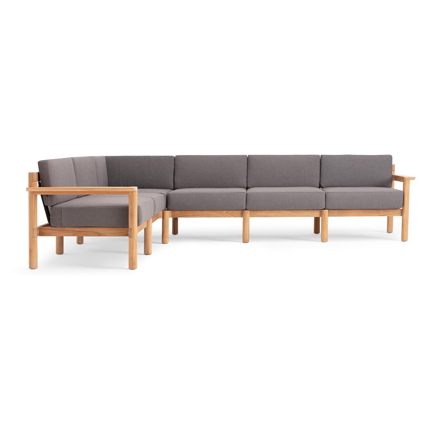 Neighbor HVN-SECT6-GR-2 6 Piece Sectional W/ Teak Arms - Front View thumbnail