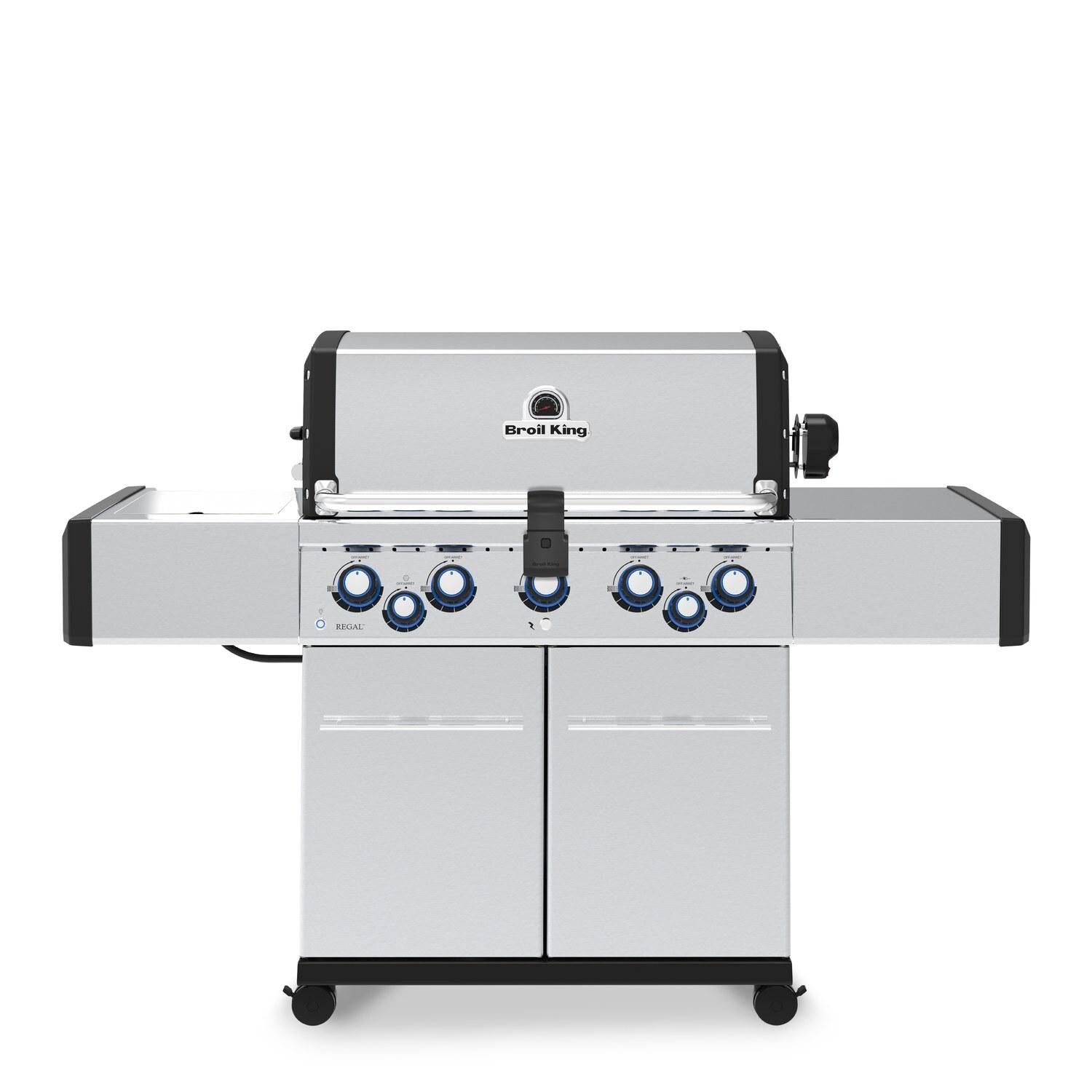 Broil King 958944 Regal S 590 PRO IR 5-Burner Propane Gas Grill With Rotisserie & Infrared Side Burner - Stainless Steel - White Background thumbnail