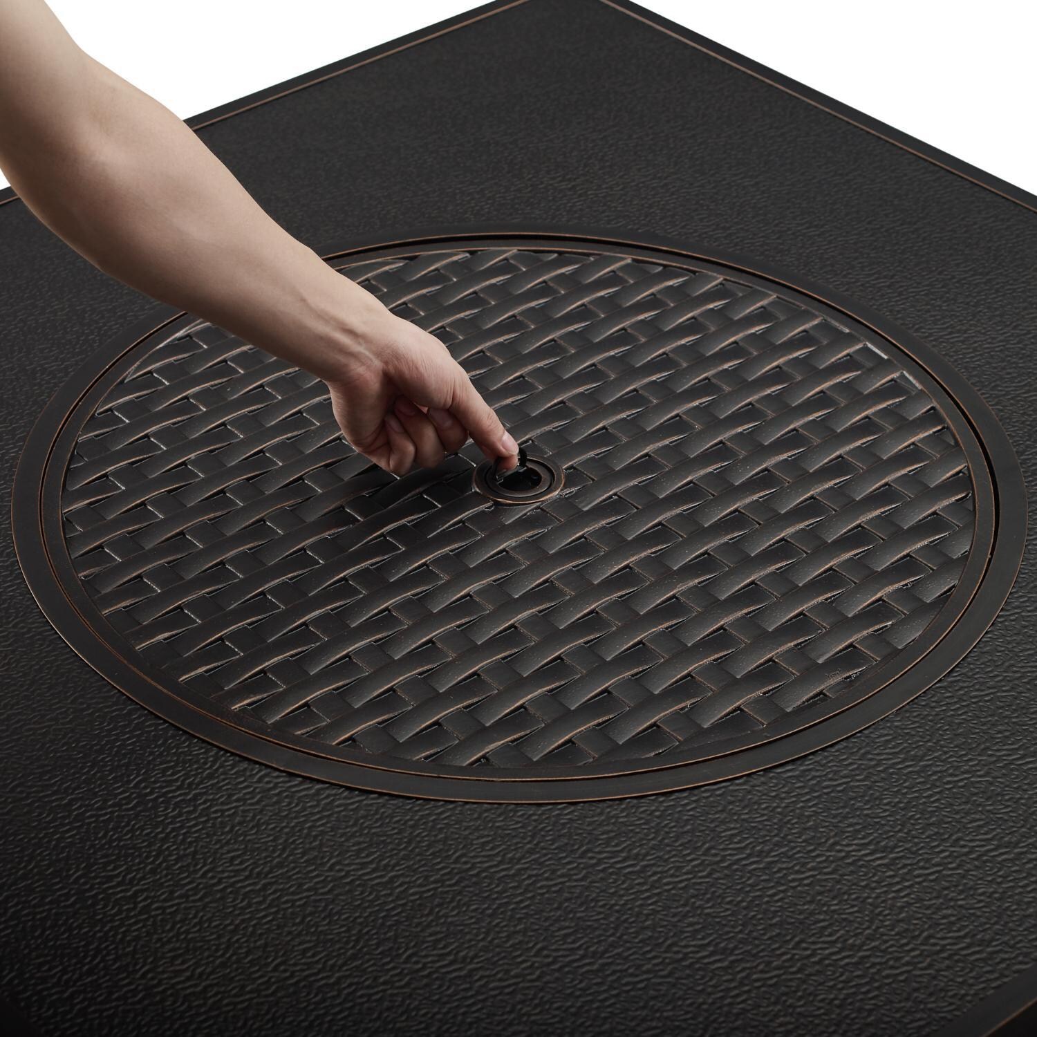 Ultimate Patio 63224-NG Welcome View 42-Inch Square Aluminum Natural Gas Fire Pit - Cover Handle thumbnail