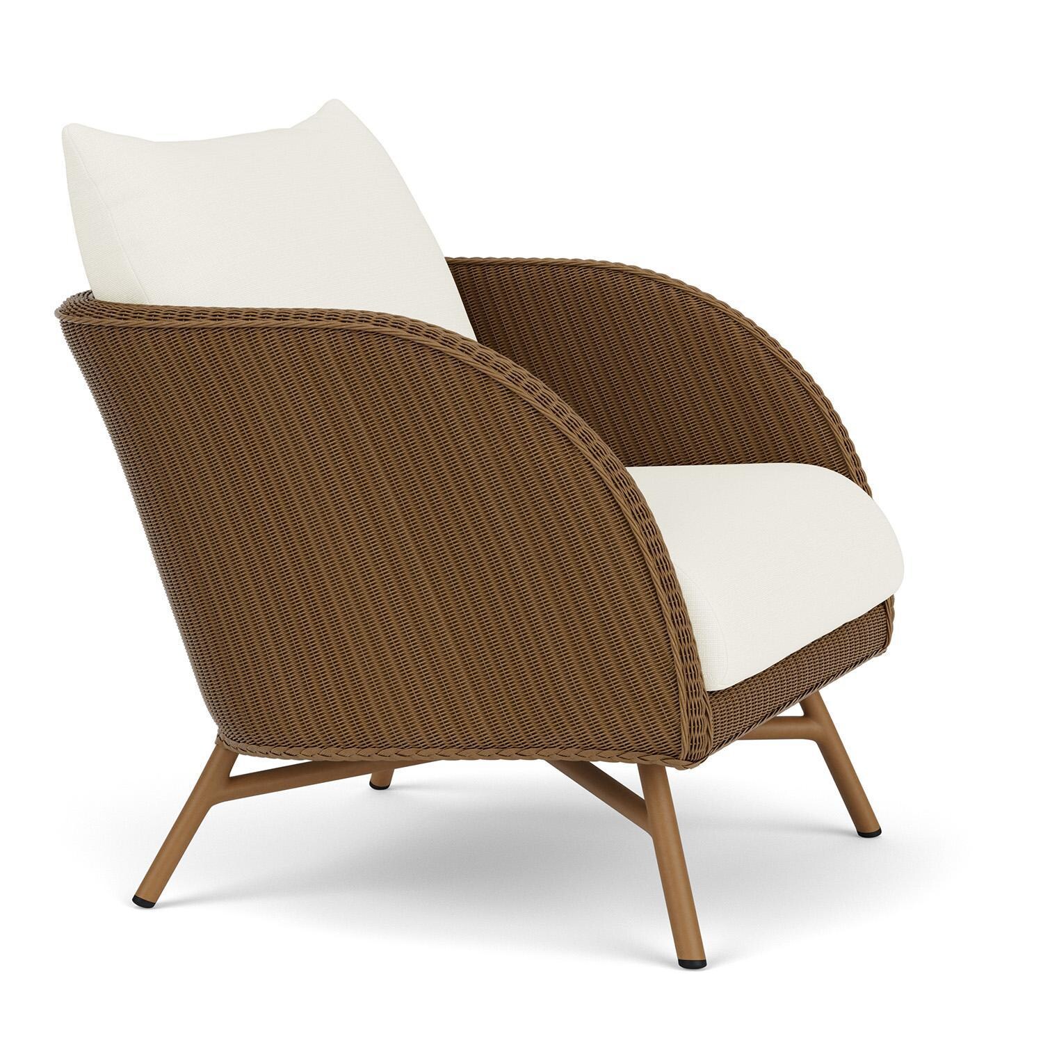 Lloyd Flanders Essence Lounge Chair W/Sailcloth Salt Fabric - Hickory Finish - Angled thumbnail