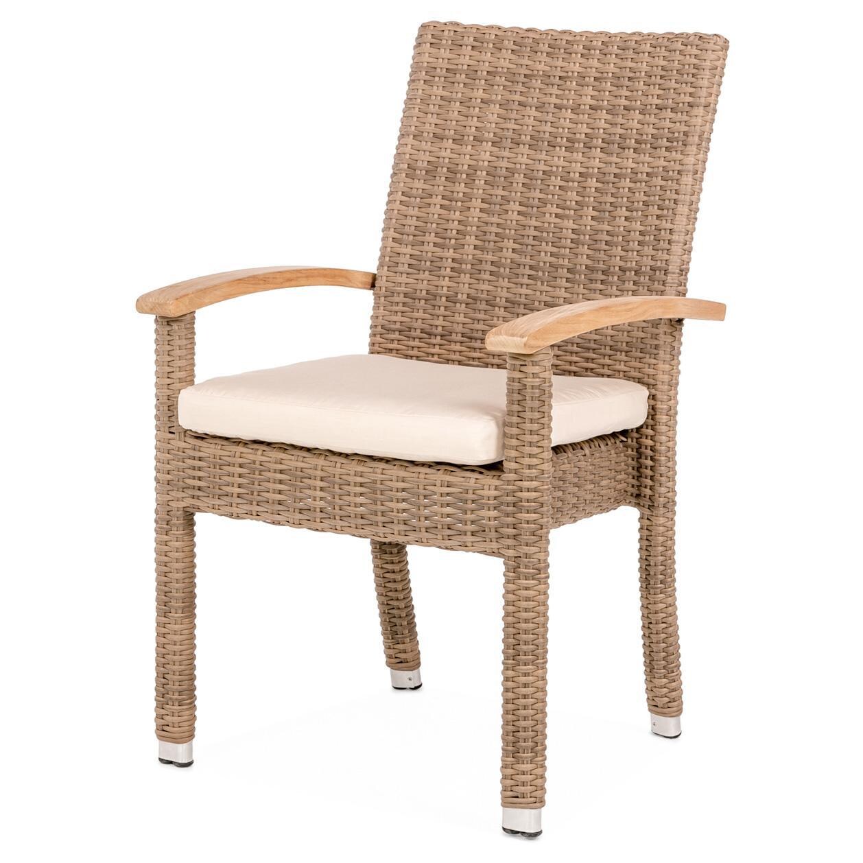 Teak + Table Havana Arm Chair in Stacking - Angled View - White Background thumbnail
