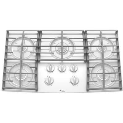 Whirlpool Cooktops 36 Inch Sealed Gas Cooktop, White GLT3657RQ BBQGuys