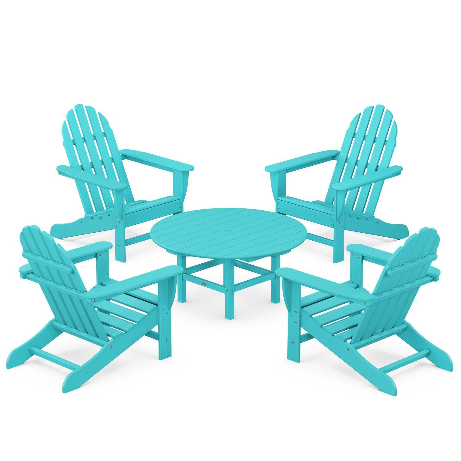 Classic Adirondack 5 Pc Recycled Plastic Seating Set in Aruba by POLYWOOD