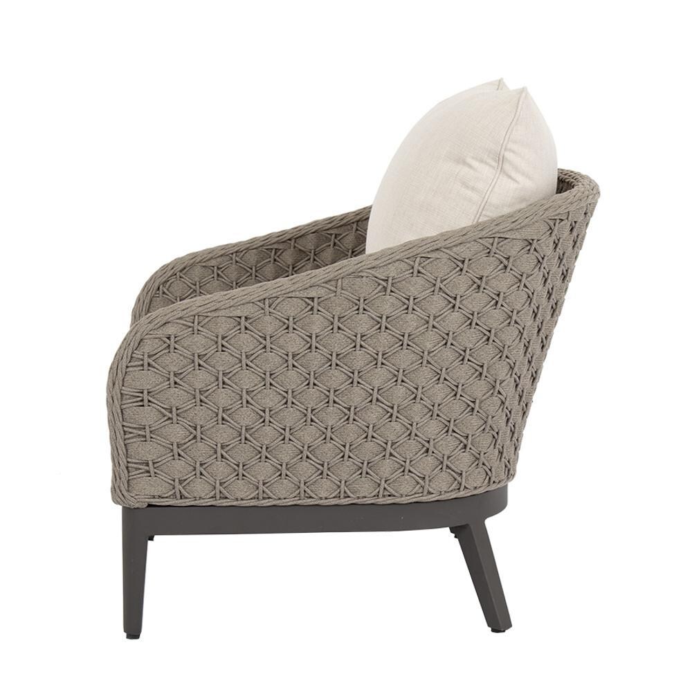 Sunset West - 4501-21-57005 - Marbella Rope & Aluminum Patio Club Chair W/ Sunbrella Echo Ash Cushions - Side View - White Background thumbnail