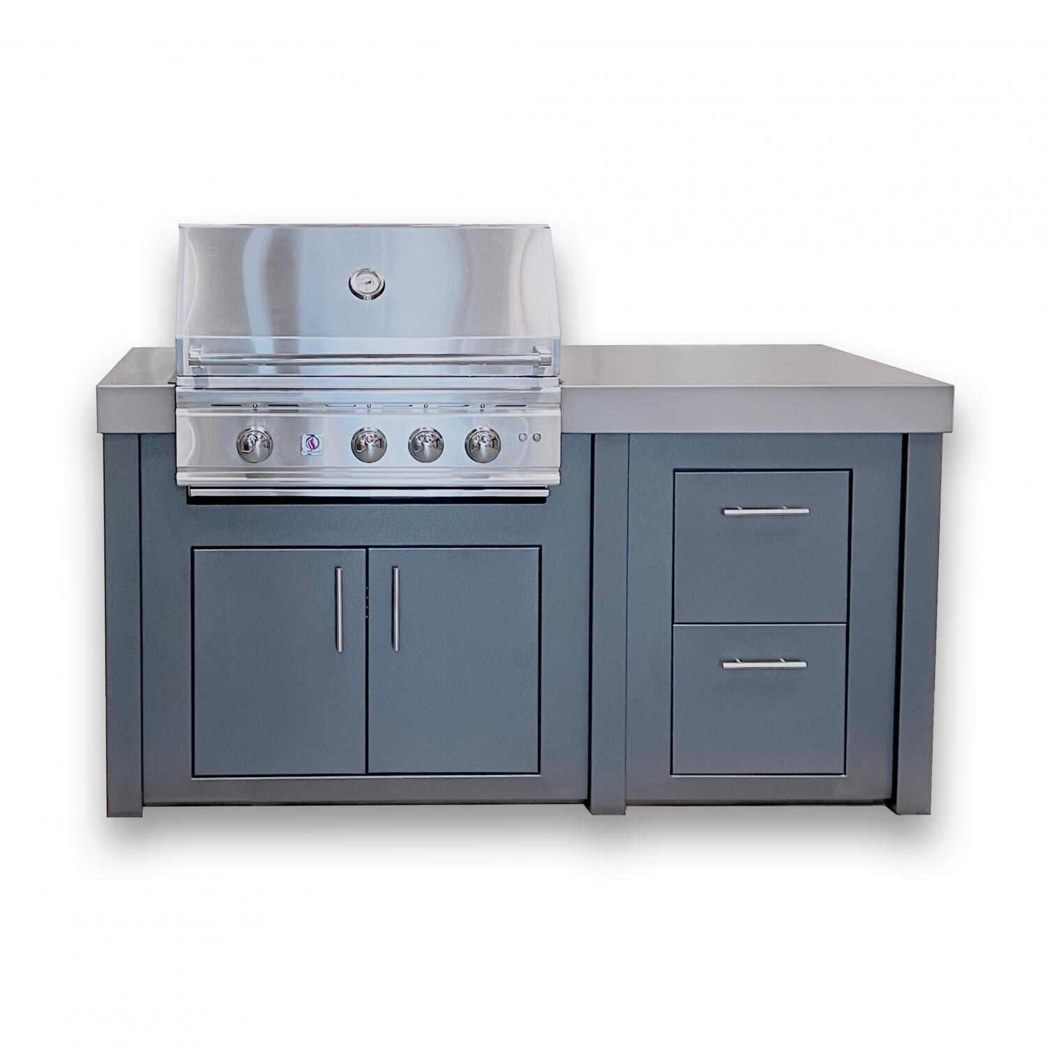 BBQGuys Signature BBQ-TRL32-S-LP 6-Foot Silver Mist Finished Island Kitchen W/ Summerset TRL 32-Inch Propane Gas Grill thumbnail