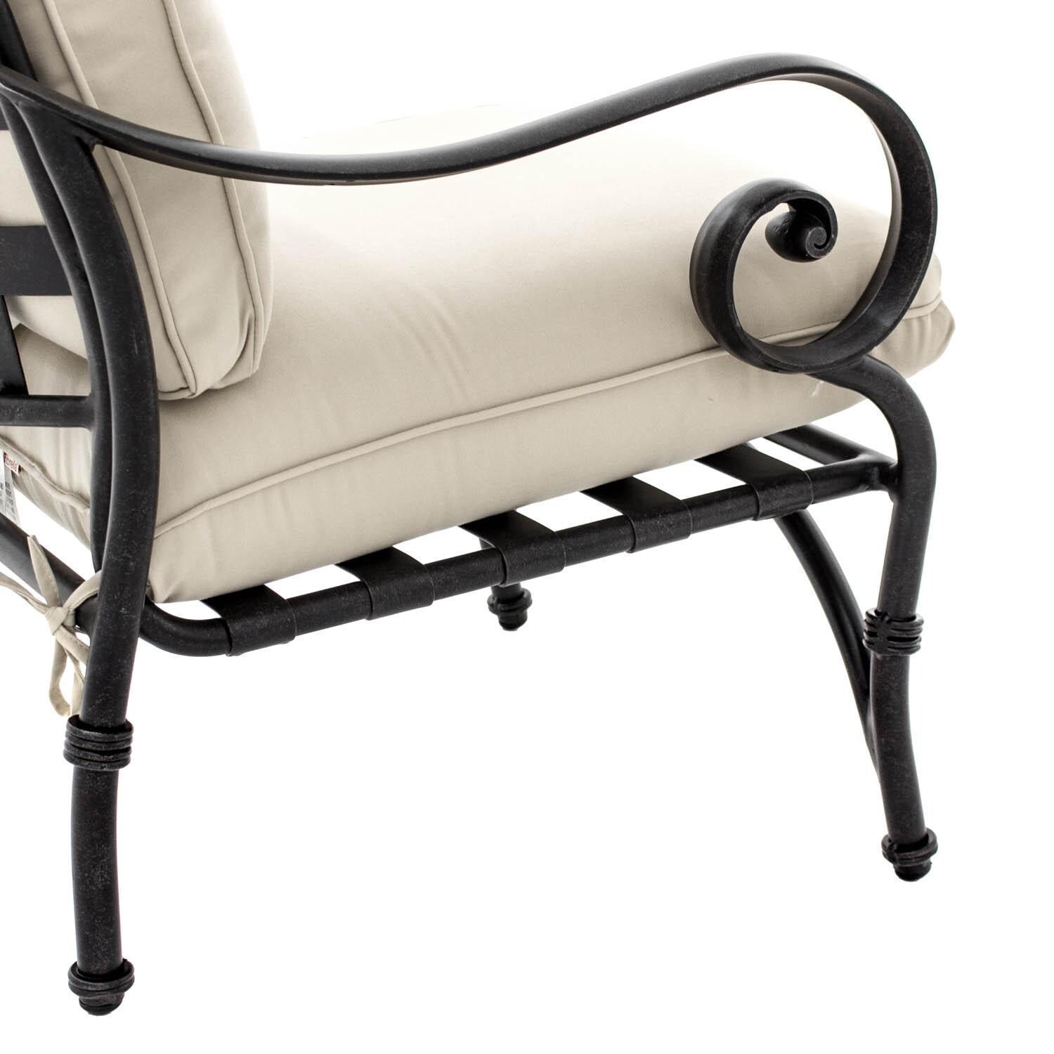 Elysian Aluminum Patio Club Chair W/ Sunbrella Canvas Antique Beige Cushion - Side View thumbnail