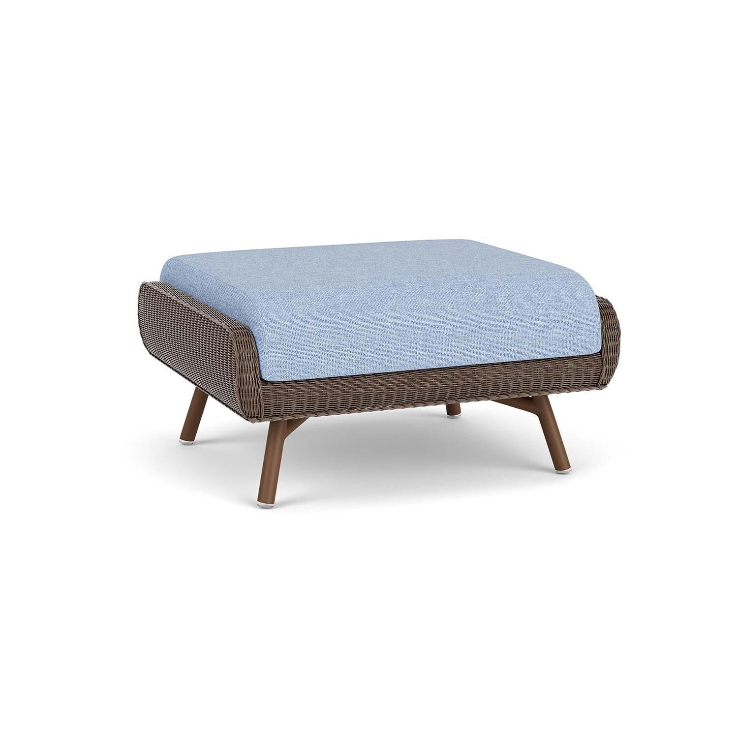 Lloyd Flanders Essence Ottoman W/Demo Skyway Fabric - Bark Finish - Back Left thumbnail