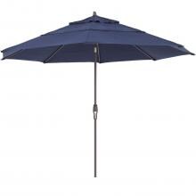 Treasure Garden 11 Ft. Octagonal Aluminum Auto Tilt Patio Umbrella W/ Crank Lift & Double Vent - Bronze Frame / Sunbrella Canvas Navy Canopy image