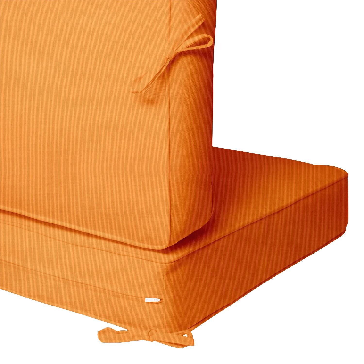 Sunbrella Canvas Tangerine 6 Piece Small Outdoor Replacement Sofa Cushion Set W/ Piping By UltimatePatio.com - Zipper and Tie Detail thumbnail