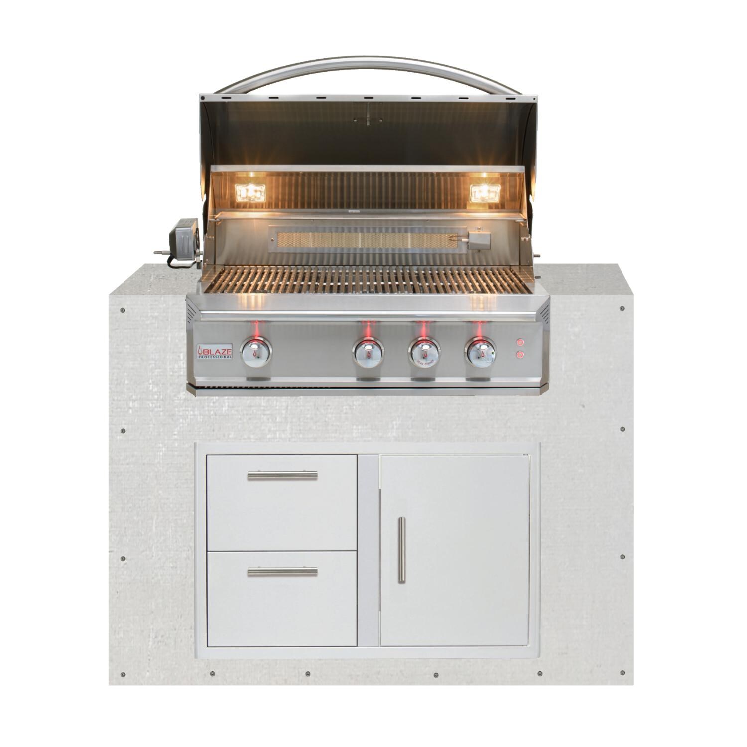 BBQGuys Signature 48-Inch Ready for Finish Outdoor Kitchen Module w/ Blaze Professional LUX 34-Inch Natural Gas Grill & Double Drawer & Door Combo thumbnail