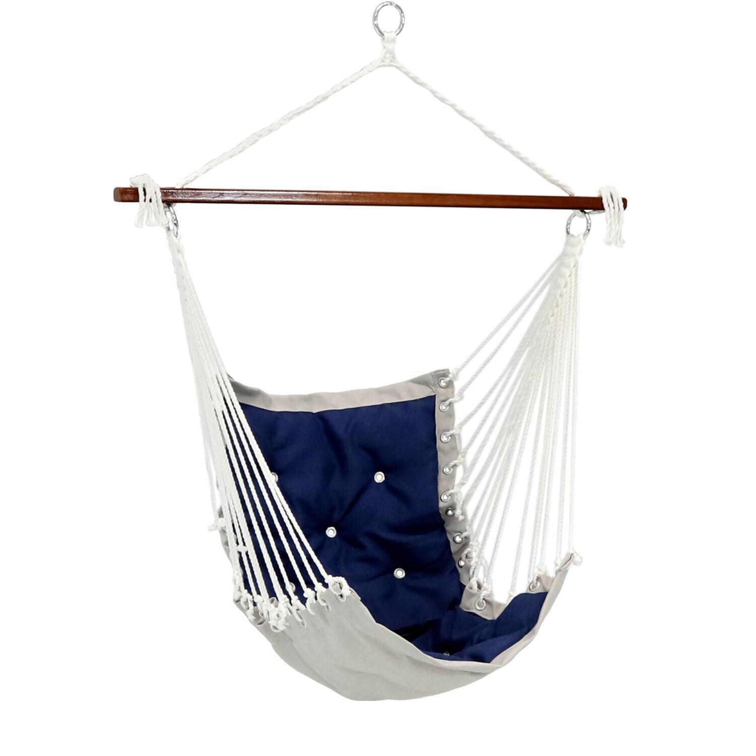 Ultimate Patio Tufted Victorian Hanging Hammock Swing - Navy Blue