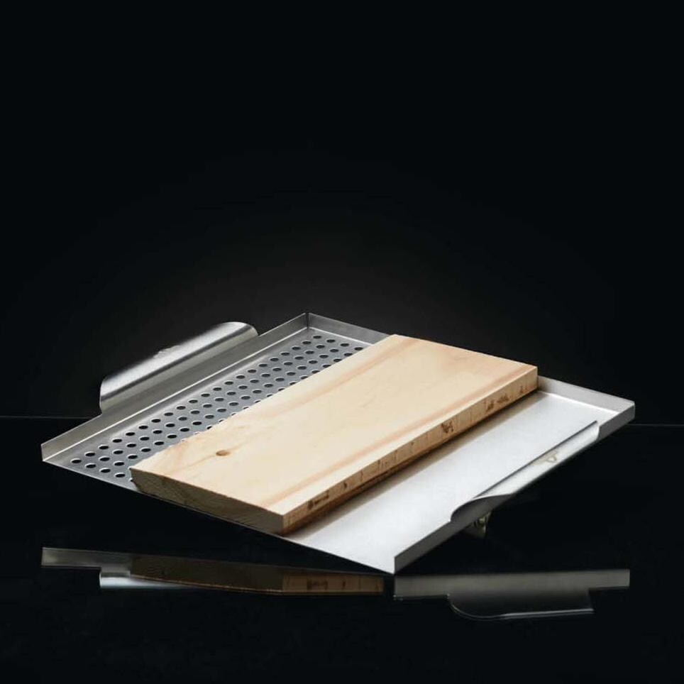 Napoleon 70026 Stainless Steel Multi-Functional Topper w/ Cedar Plank - Angled - White Background thumbnail