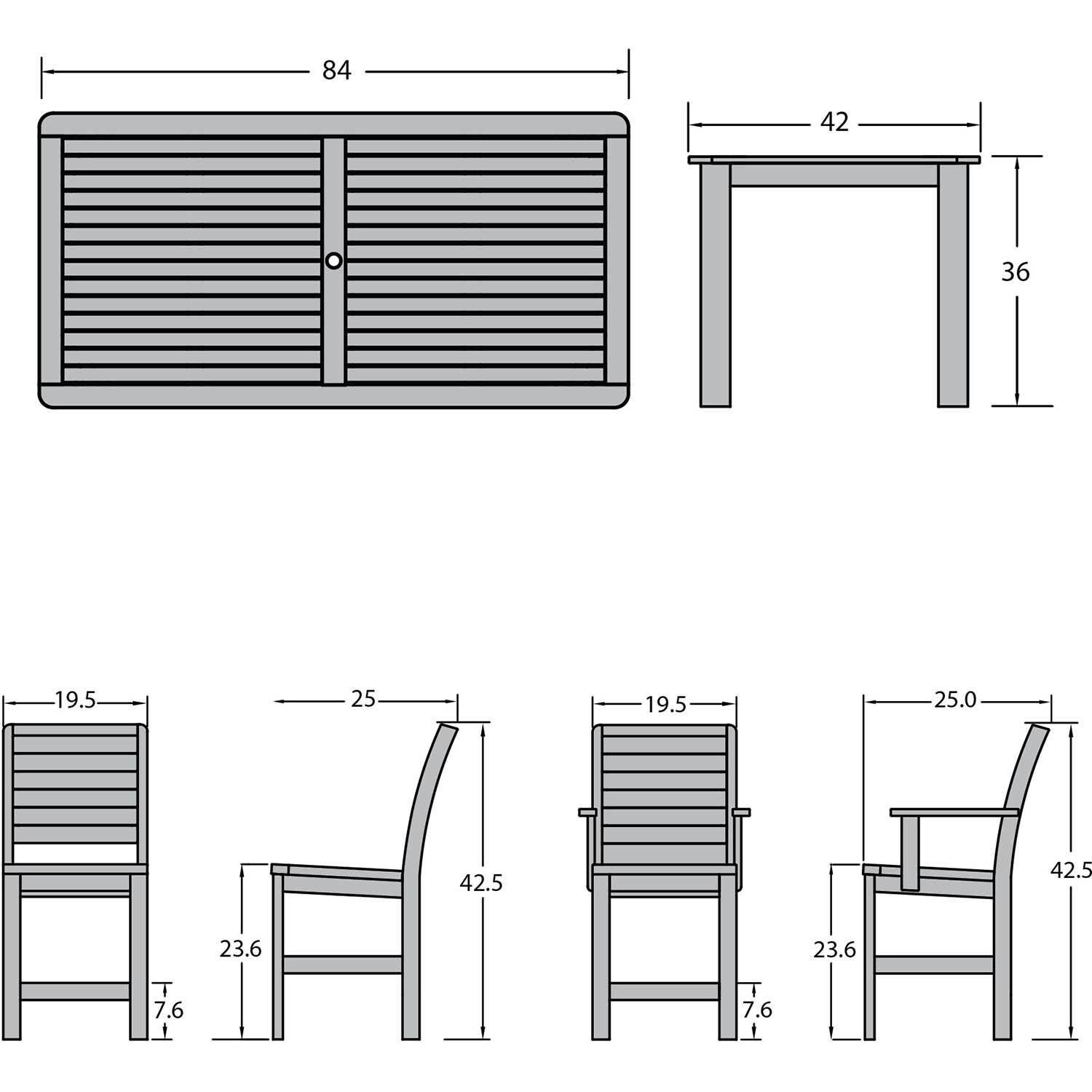 Elm Pointe 7 Pc Recycled Plastic Counter Height Dining Set In Woodland Brown by Lakeview - Dimensional thumbnail