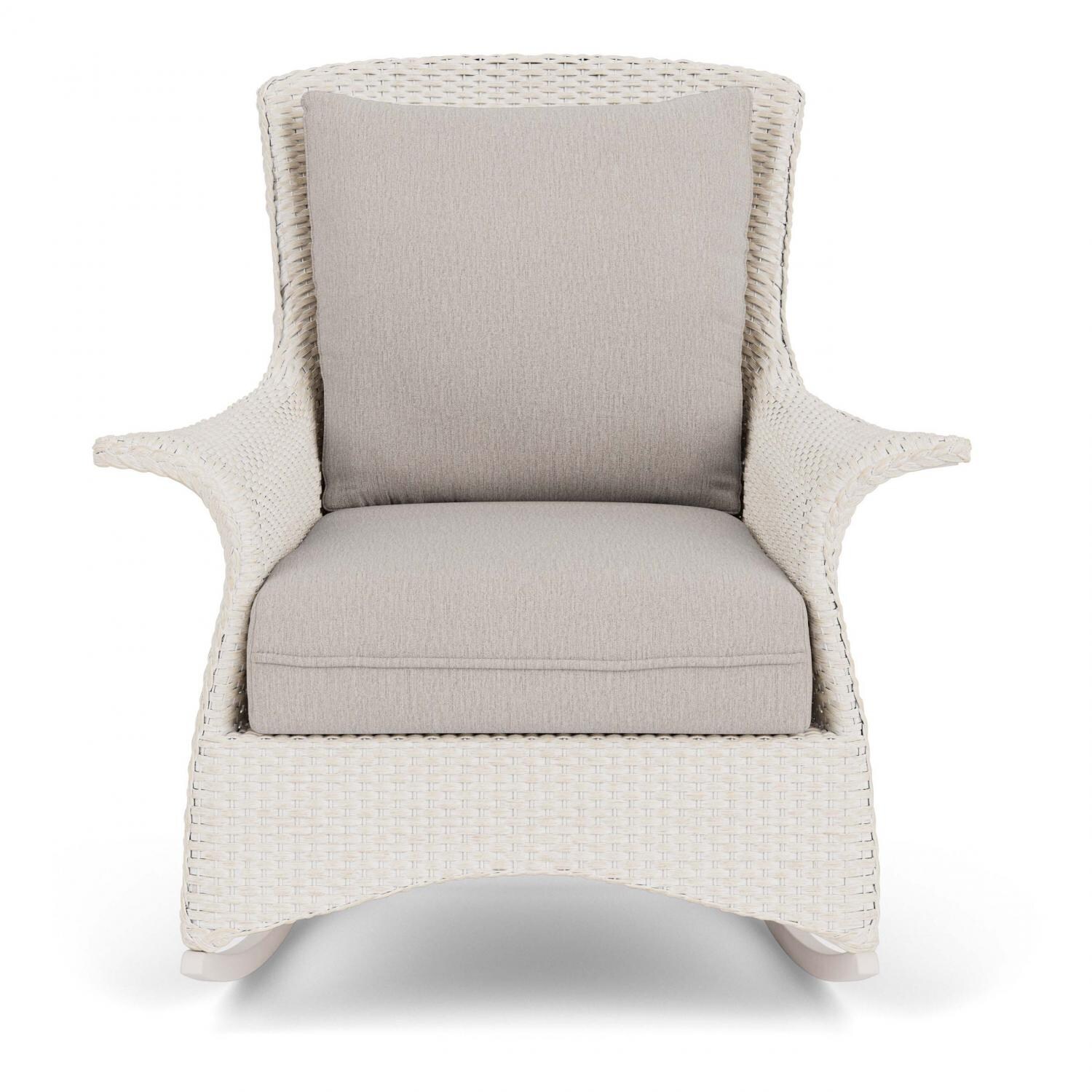 Mandalay Lloyd Loom Rocking Club Chair in Antique White/Remy Cloud by Lloyd Flanders