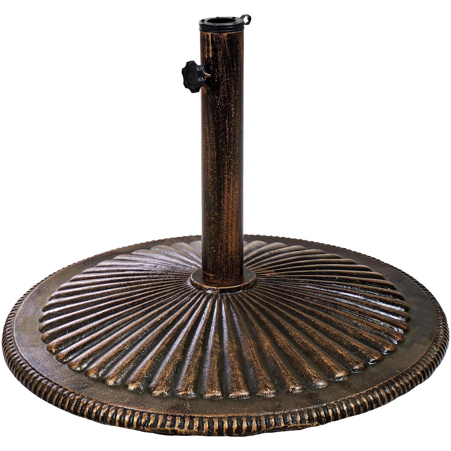 Ultimate Patio 44 Lb Ridged Design Cast Iron Umbrella Base - Bronze thumbnail