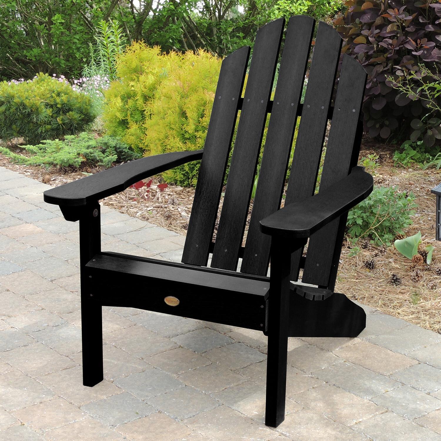 Paradise Key Recycled Plastic Adirondack Chair in Black by Lakeview Outdoor Designs