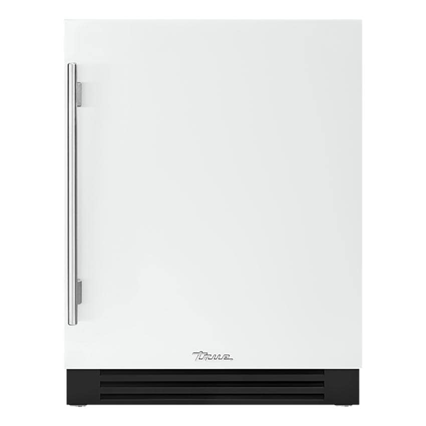 True TURADA-24-RS-A~030-H04 ADA Height 24 Inch 5 Cu. Ft. Right Hinge Outdoor Refrigerator in Matte White w/ Stainless Steel Handles - White Background thumbnail