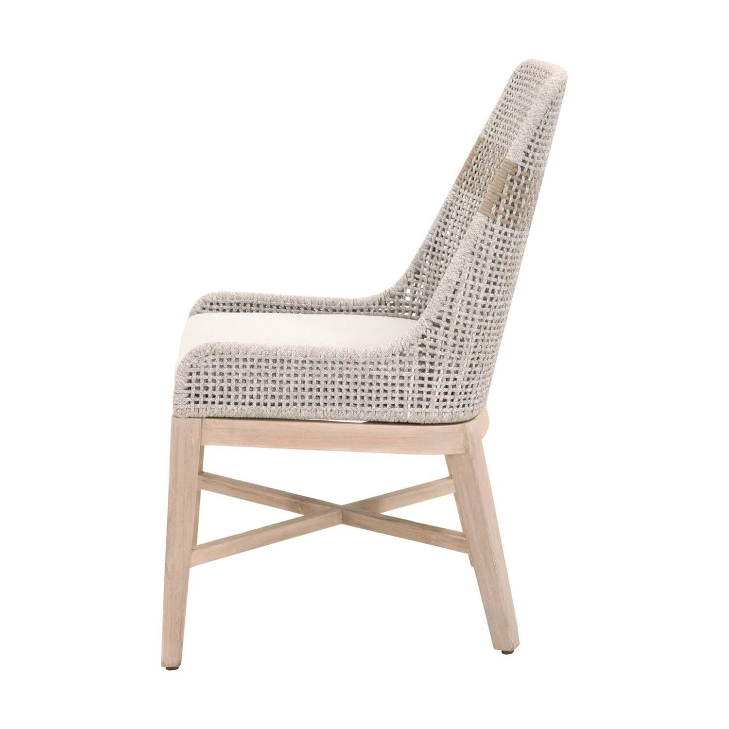 Cocoa Way Woven Rope Dining Chair in Taupe & White - Set of 2 - By Lakeview - Side View thumbnail
