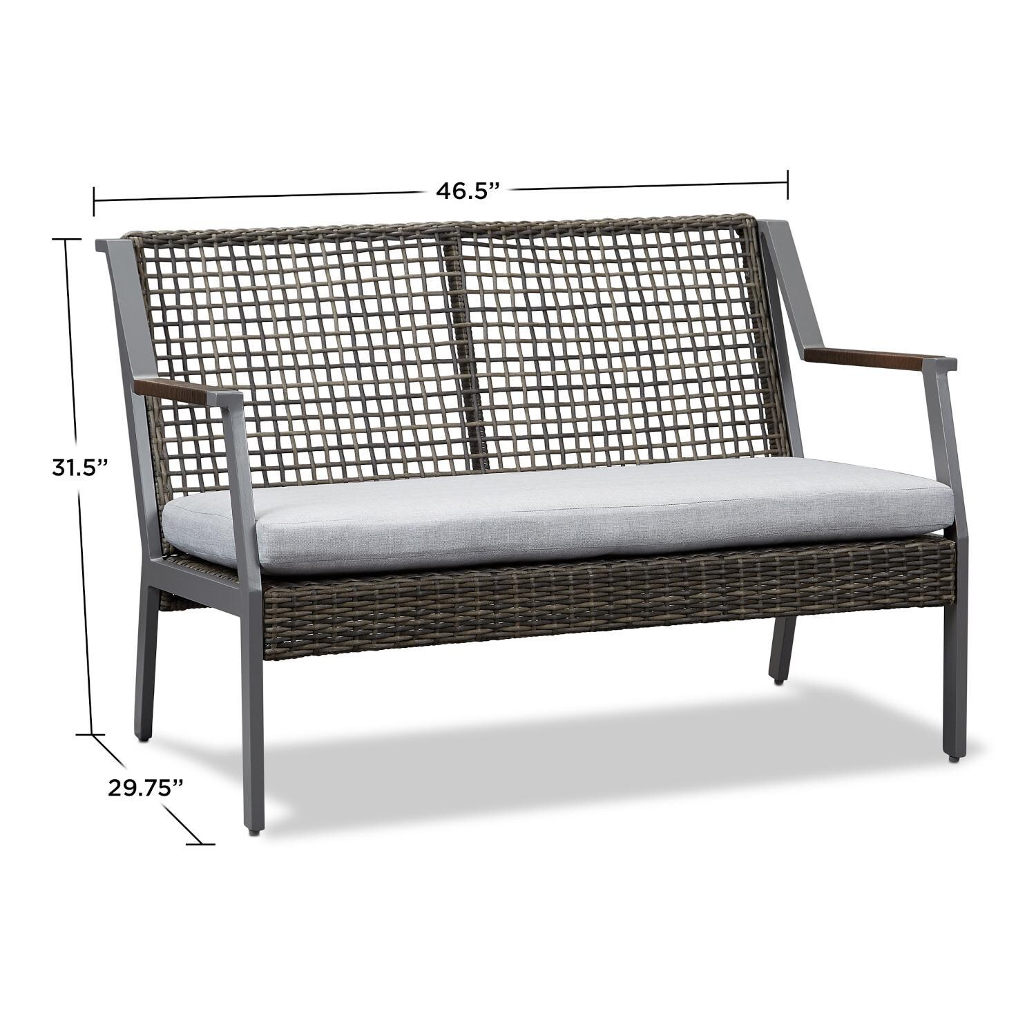 Lakeview Rustic Bay Gray Aluminum Bench - Dimensional thumbnail