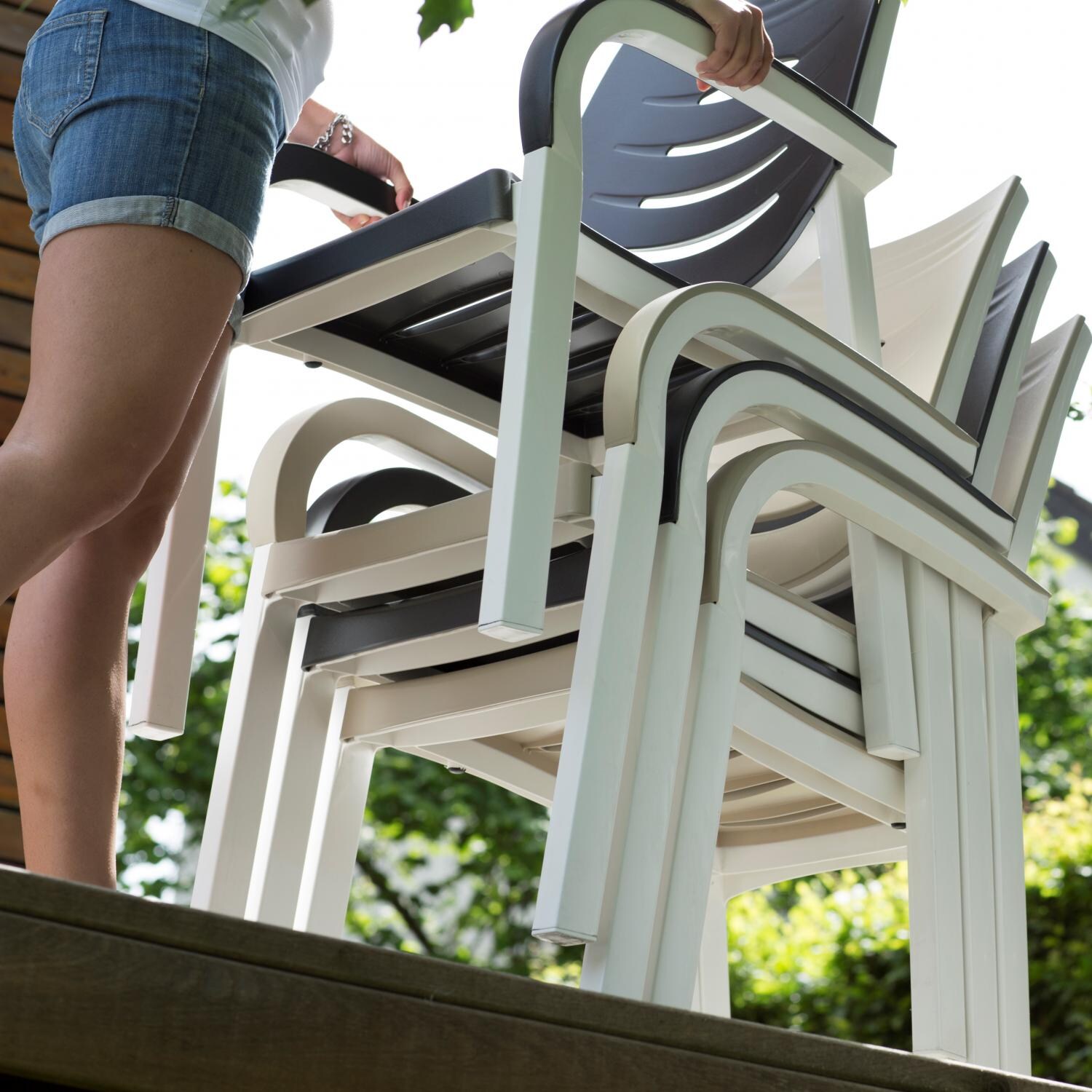 Kettler Happy Resin Patio Dining Arm Chair - Anthracite - Stacked thumbnail