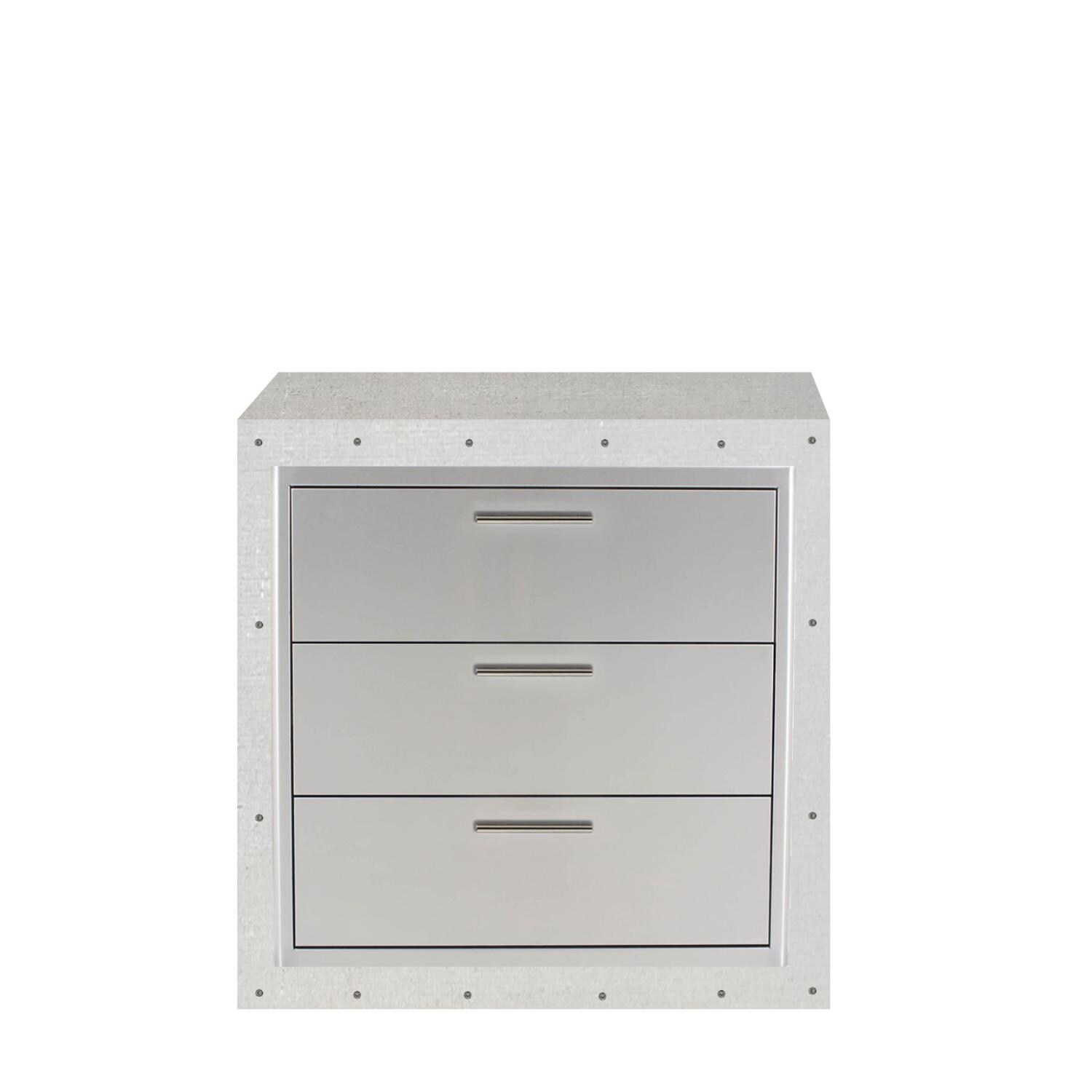 BBQGuys Signature 36-Inch Ready for Finish Outdoor Kitchen Module w/ 30-Inch Triple Drawer