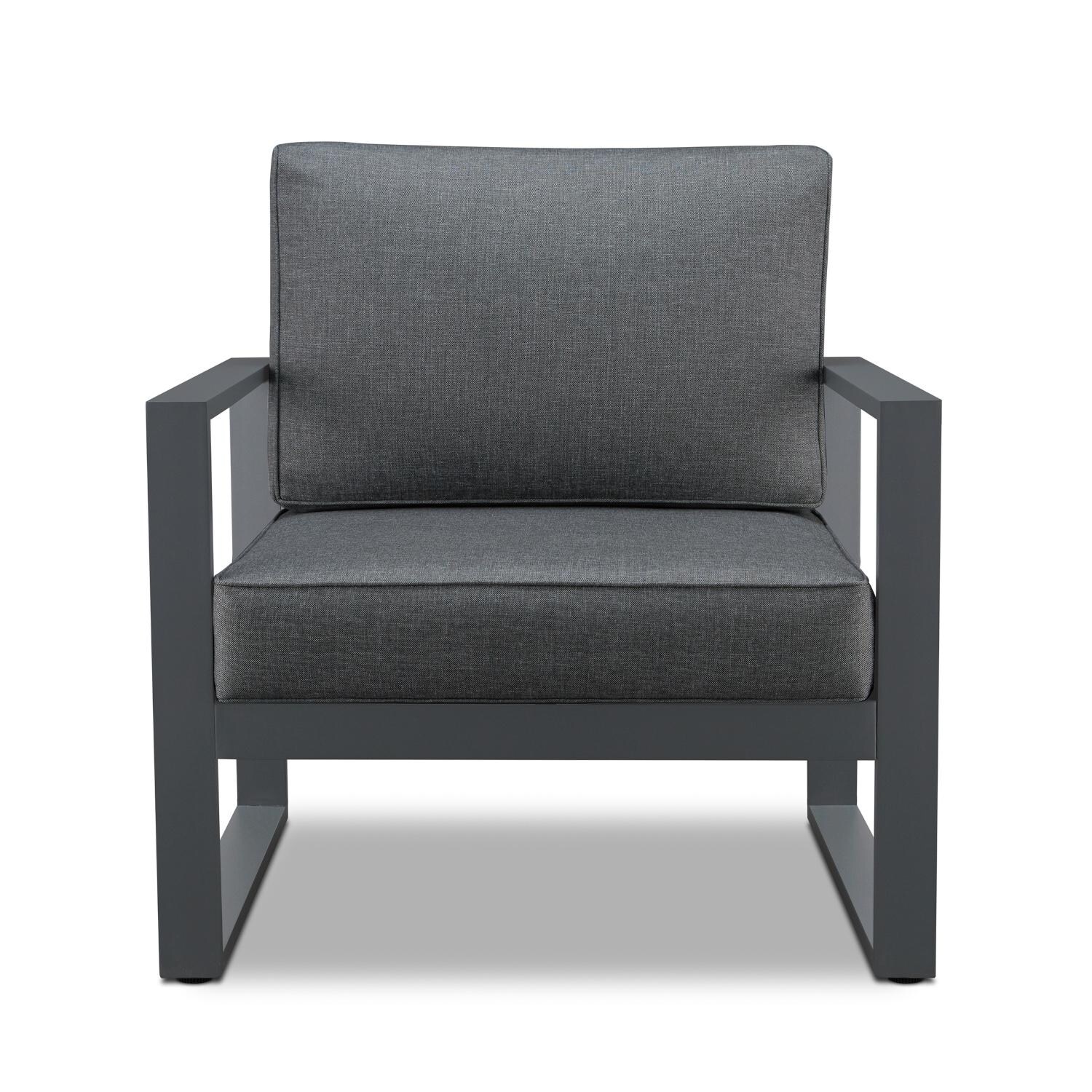 Lakeview Villa Flora Gray W/ Gray Cushions 2 Piece Aluminum Chair Set - Front View thumbnail