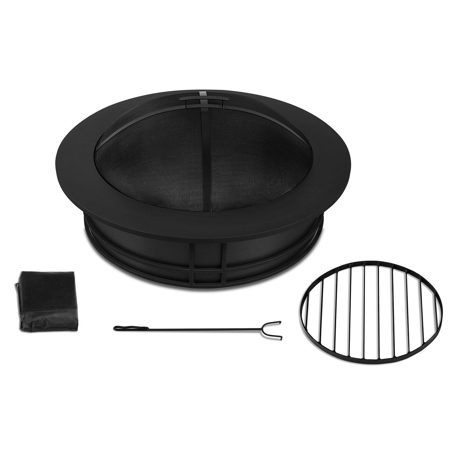 Lakeview Outdoor Designs SC-980-GRY Forestview 40-Inch Round Wood Burning Fire Pit - Gray - Shown With Included Accessories thumbnail