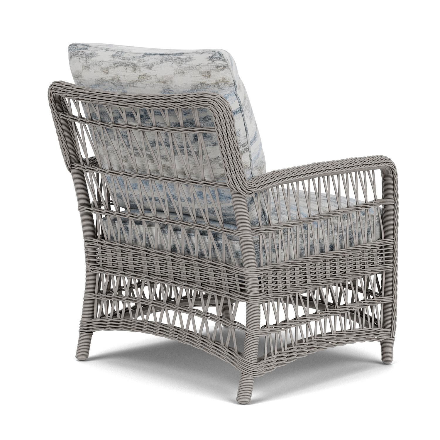 Lloyd Flanders Mackinac Lounge Chair in Putty Finish with Stratosphere Cloud Fabric - Rear Right thumbnail