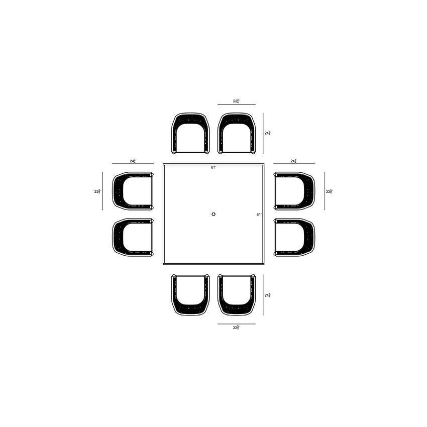 Chloe Bay 9 Pc Aluminum Square Dining Set in Black by Lakeview - Dimensional 2 thumbnail