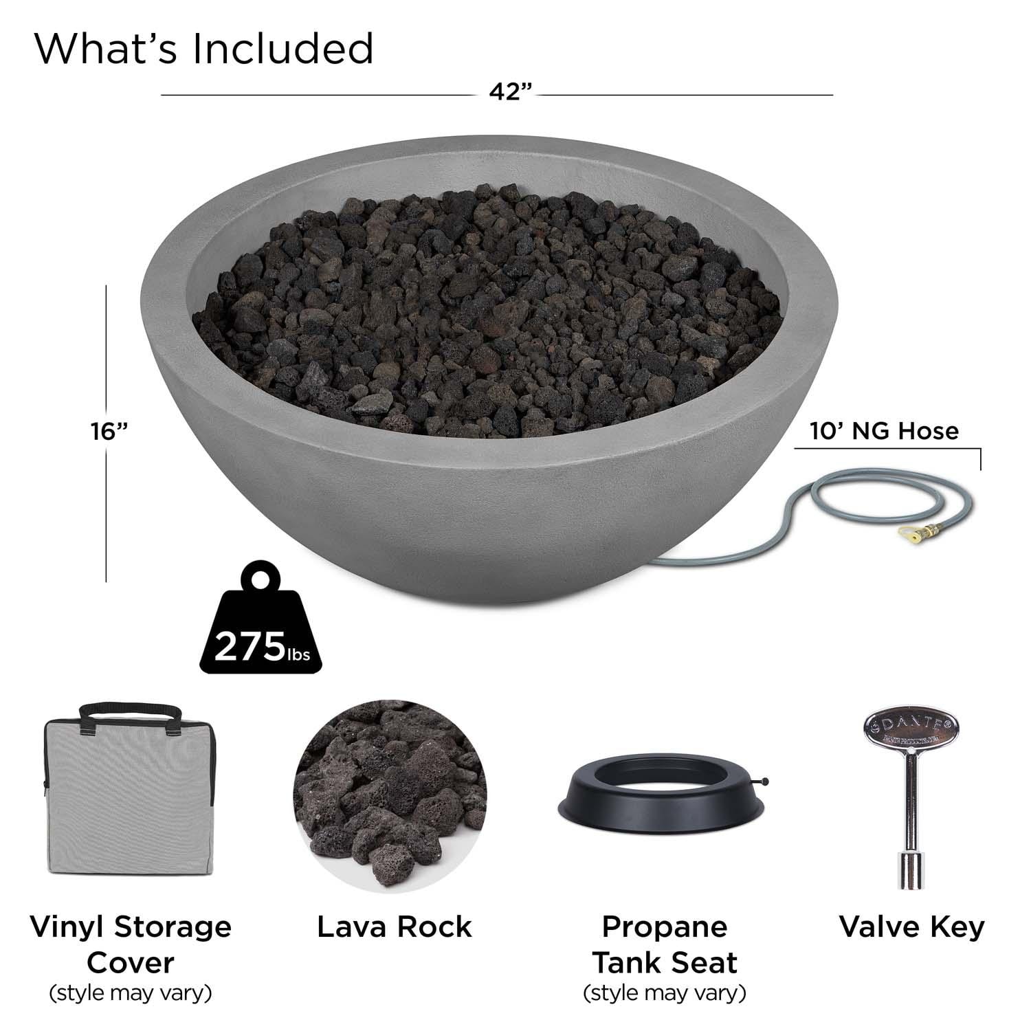 Dustyview 42-in Round Concrete Natural Gas Fire Pit in Ash by BBQGuys Signature - Included - Detail thumbnail