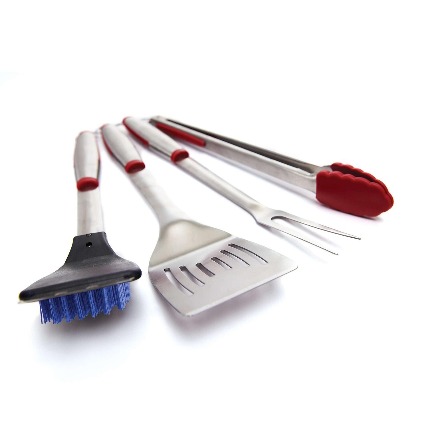 GrillPro Stainless Steel Tool Set w/ TPR Grips - 4 Pc