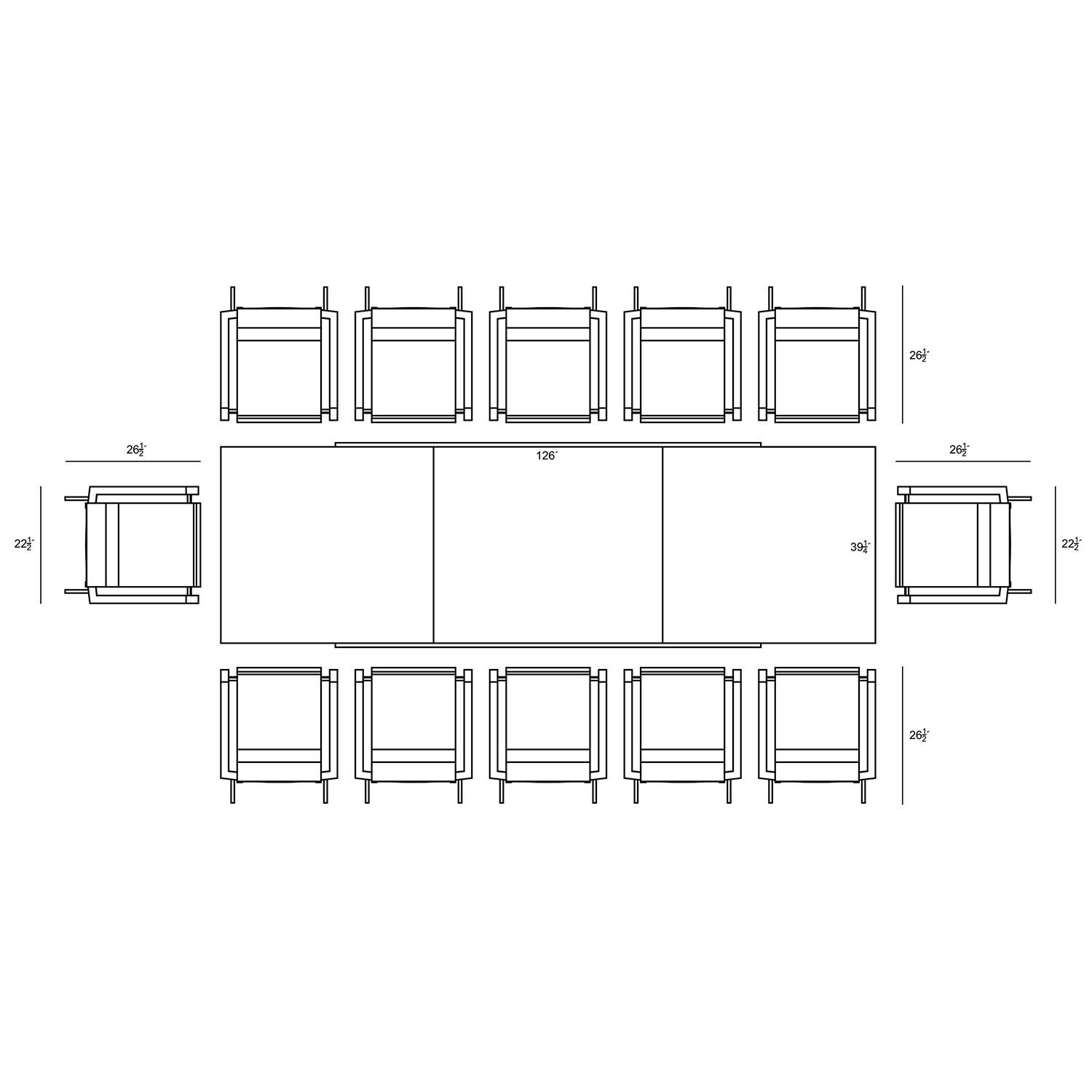 Spring Bay 13 Piece Extendable Dining Set in White/Barnwood - Overhead Dimensions - Diagram thumbnail
