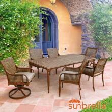 Arabella 7 Piece Aluminum Patio Dining Set W/ 78 X 42 Inch Table, 2 Swivel Rockers & Sunbrella Cast Ash Cushions By Lakeview Outdoor Designs image