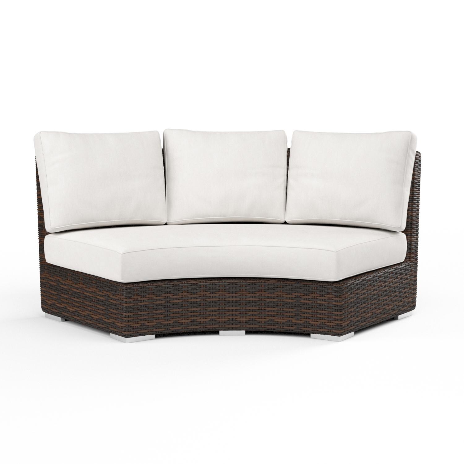 Sunset West - 2501-CRV-5492 - Montecito Resin Wicker Curved Sectional Patio Loveseat W/ Sunbrella Canvas Flax Self Welt Cushions - Front View thumbnail