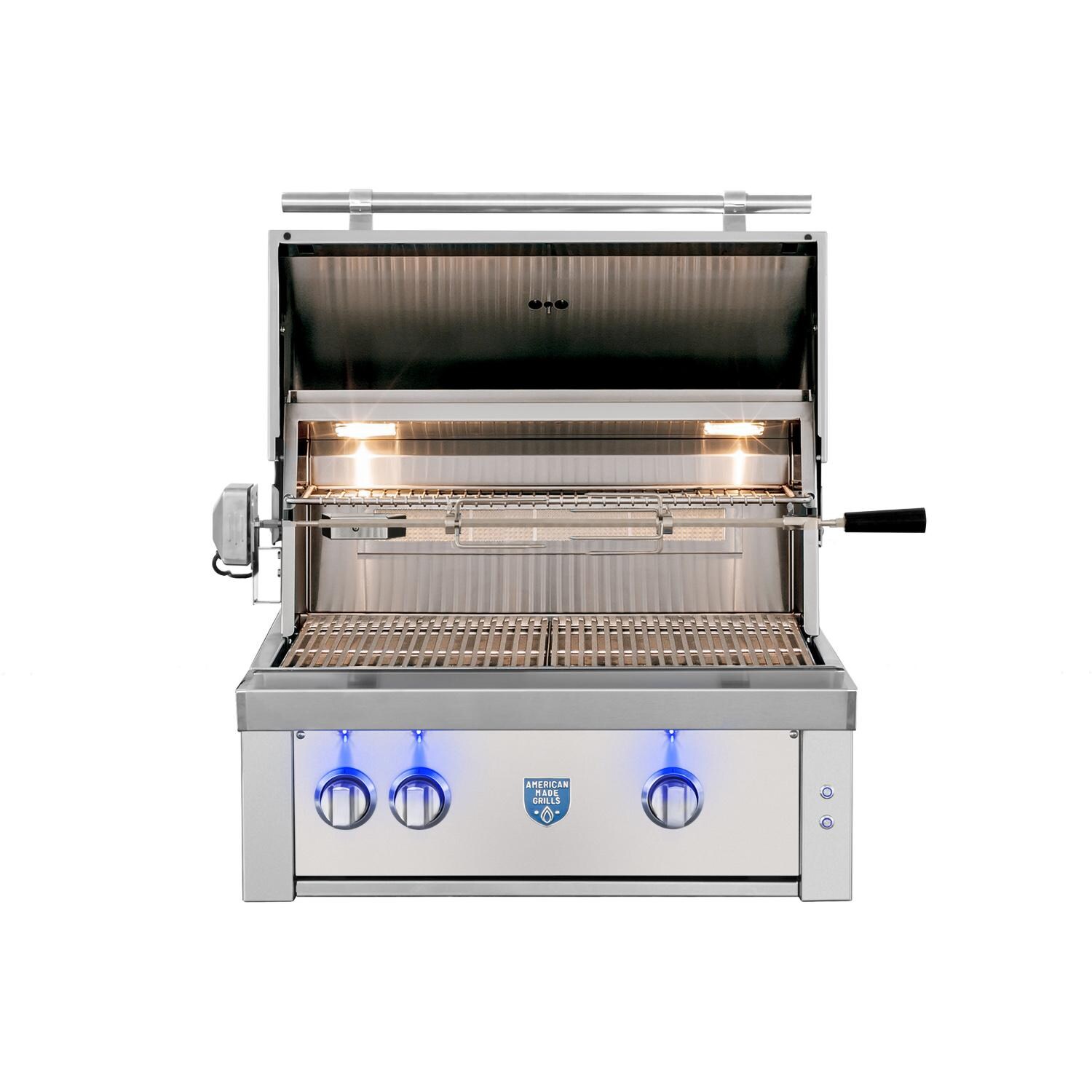 American Made Grills Estate 30-Inch Grill EST30-NG - Natural Gas - Lid Open - White Background thumbnail