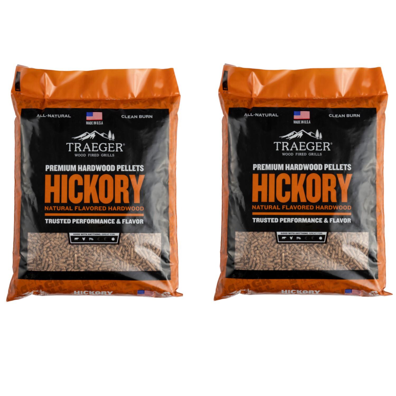Traeger 40 Lb. Natural Hardwood Pellets - Hickory - Two 20 Lb Bags