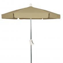 FiberBuilt 7.5 Ft. Aluminum Market Patio Umbrella With Crank Lift - Beige image