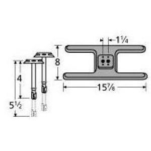 Cast Iron H Twin, Centered, 1.25 Inch Offset Burner 20502-70201