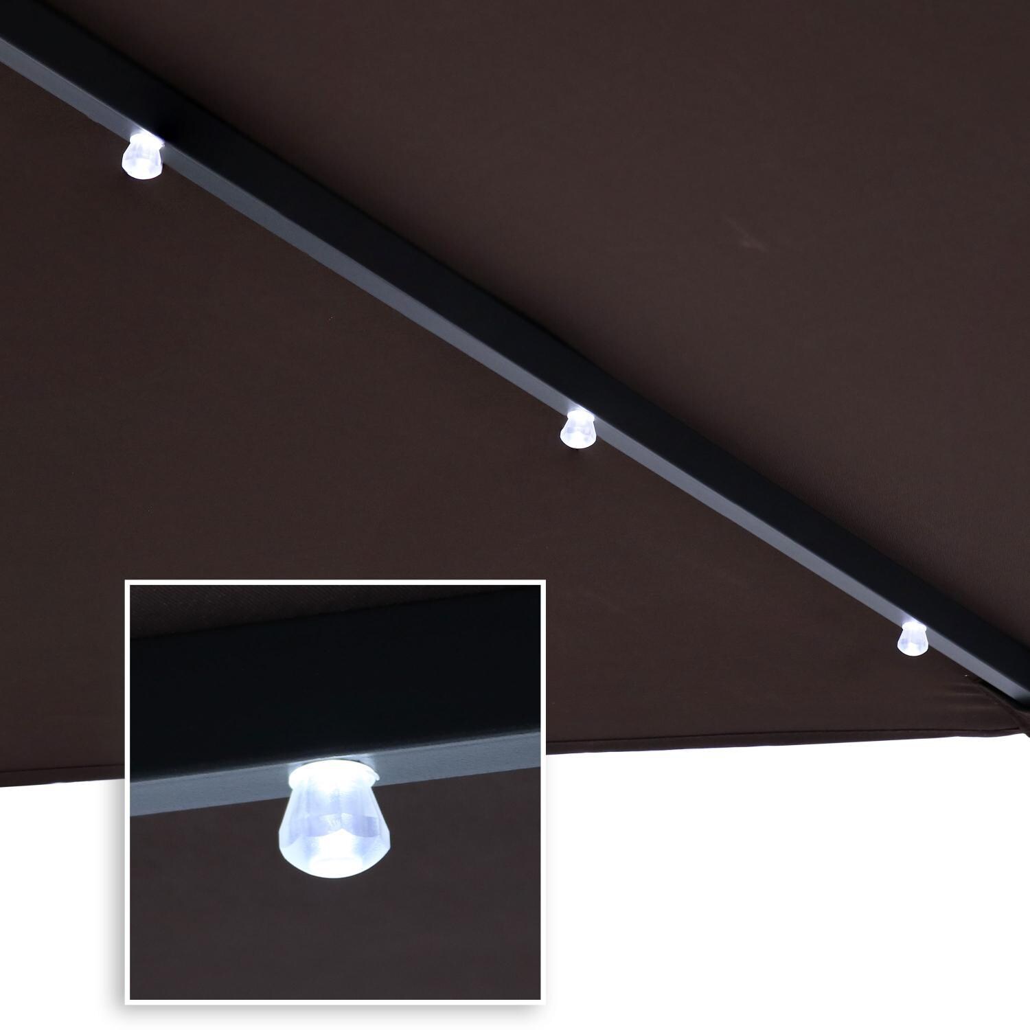 Ultimate Patio 10 Ft. Solar Lighted Octagonal Patio Cantilever Umbrella W/ Crank - Brown - LED Lights Along Ribs thumbnail