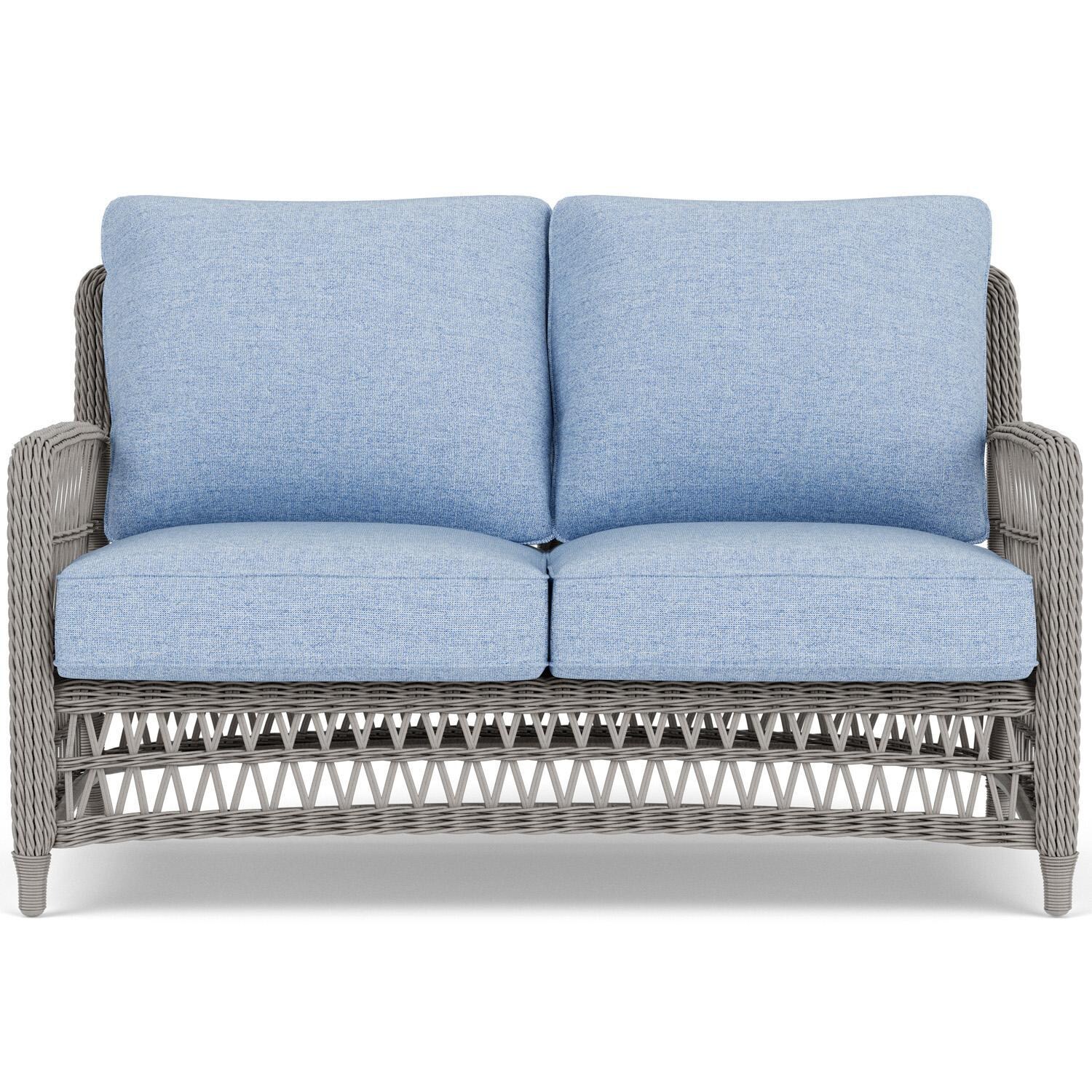 Mackinac Wicker Loveseat in Putty/Demo Skyway by Lloyd Flanders