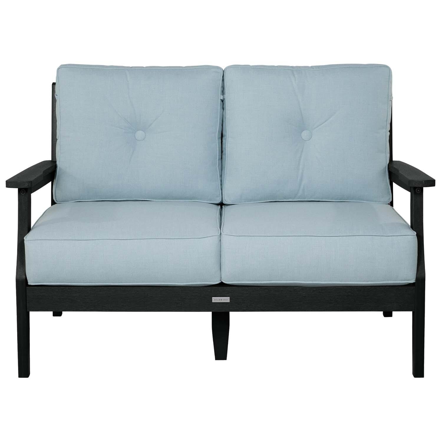 Blushing Bay 2 Person Recycled Plastic Loveseat in Bliss Dew/Black by Lakeview Outdoor Designs - White Background thumbnail