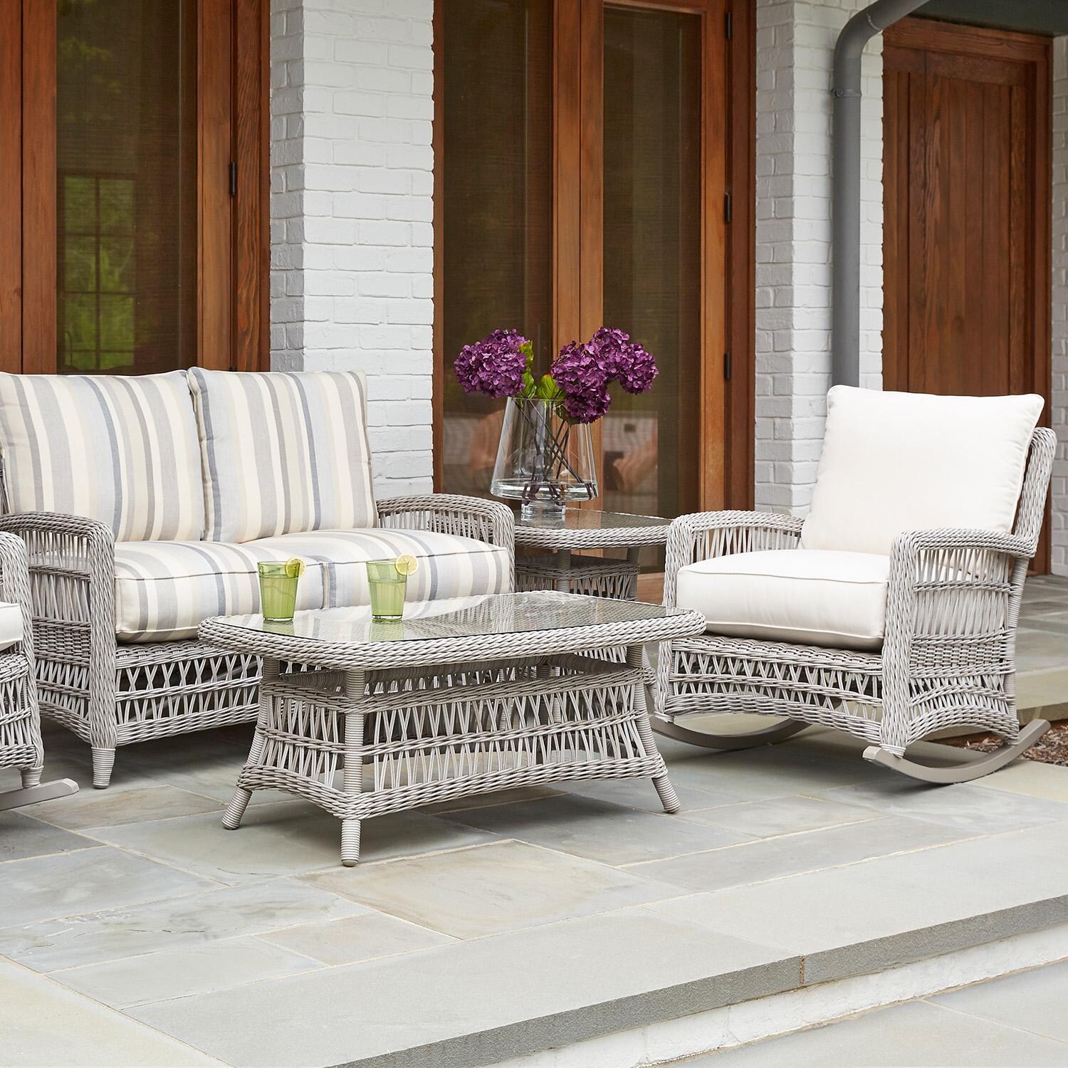 Lloyd Flanders Mackinac Loveseat - Shown with Lounge Rocker & Coffee Table thumbnail