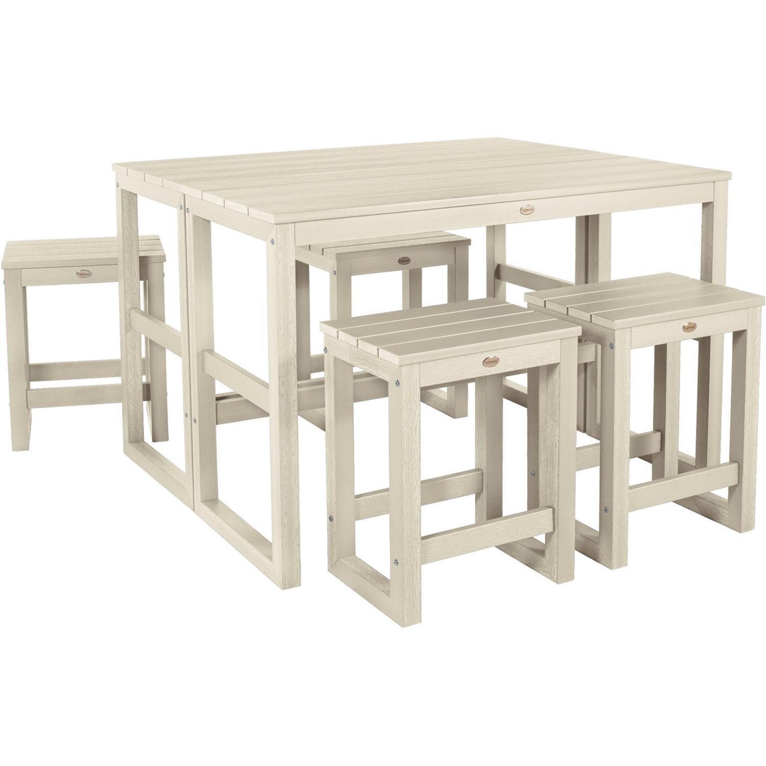 Lakeview Audubon 6 Pc Recycled Plastic Counter Height Balcony Dining Bar Set in Whitewash - Set - Square - White Background thumbnail