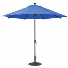 Galtech 9 Ft. Octagonal Aluminum Patio Market Umbrella W/ Crank Lift And Deluxe Auto Tilt - Antique Bronze Frame W/ Sunbrella Canvas Pacific Blue Canopy