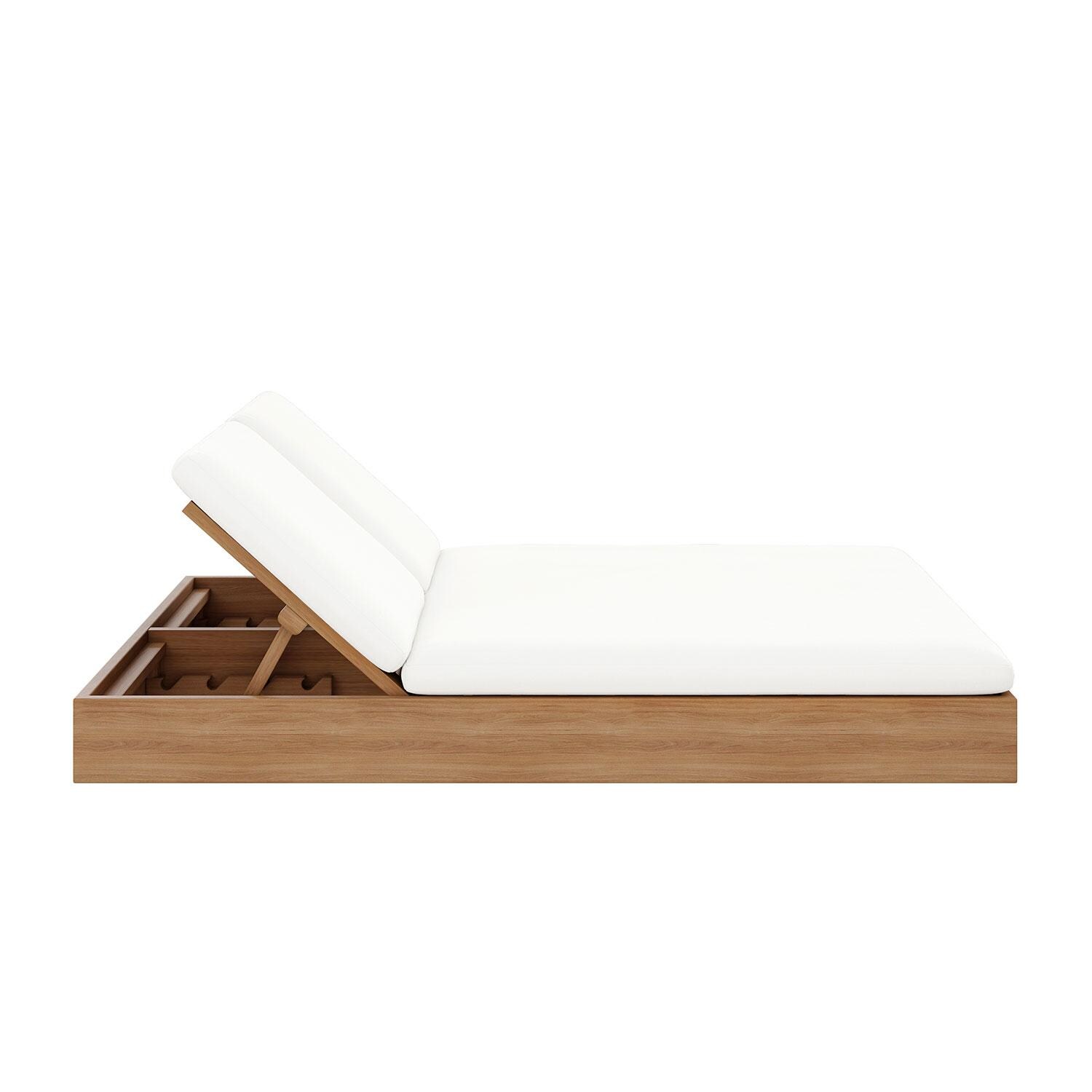 Bellawood 2 Person Teak Double Chaise Lounge in Natural by Lakeview Outdoor Designs - Side View - White Background thumbnail