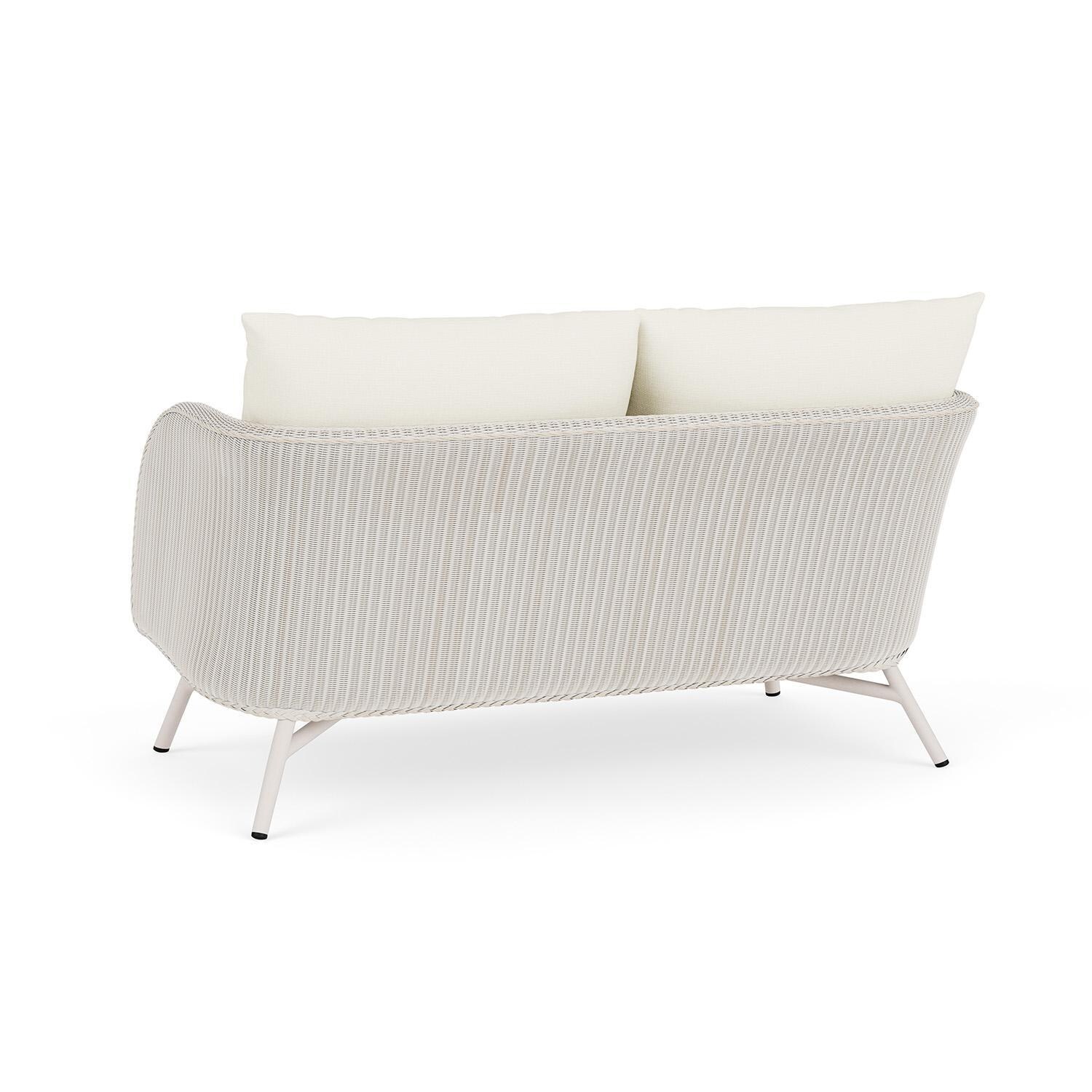 Lloyd Flanders Essence Loveseat W/Sailcloth Salt Fabric - Antique White Finish - Back Left thumbnail